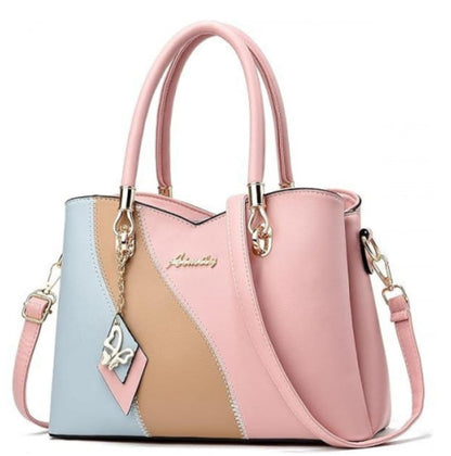 BOLSO DE MANO, CORREA AJUSTABLE CON DISEÑO DE BLOQUE DE COLORES