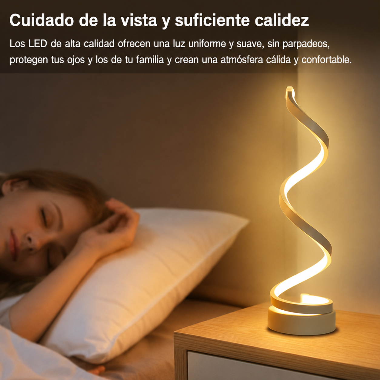 Lámpara de Mesa LED en Espiral Estilo Minimalista