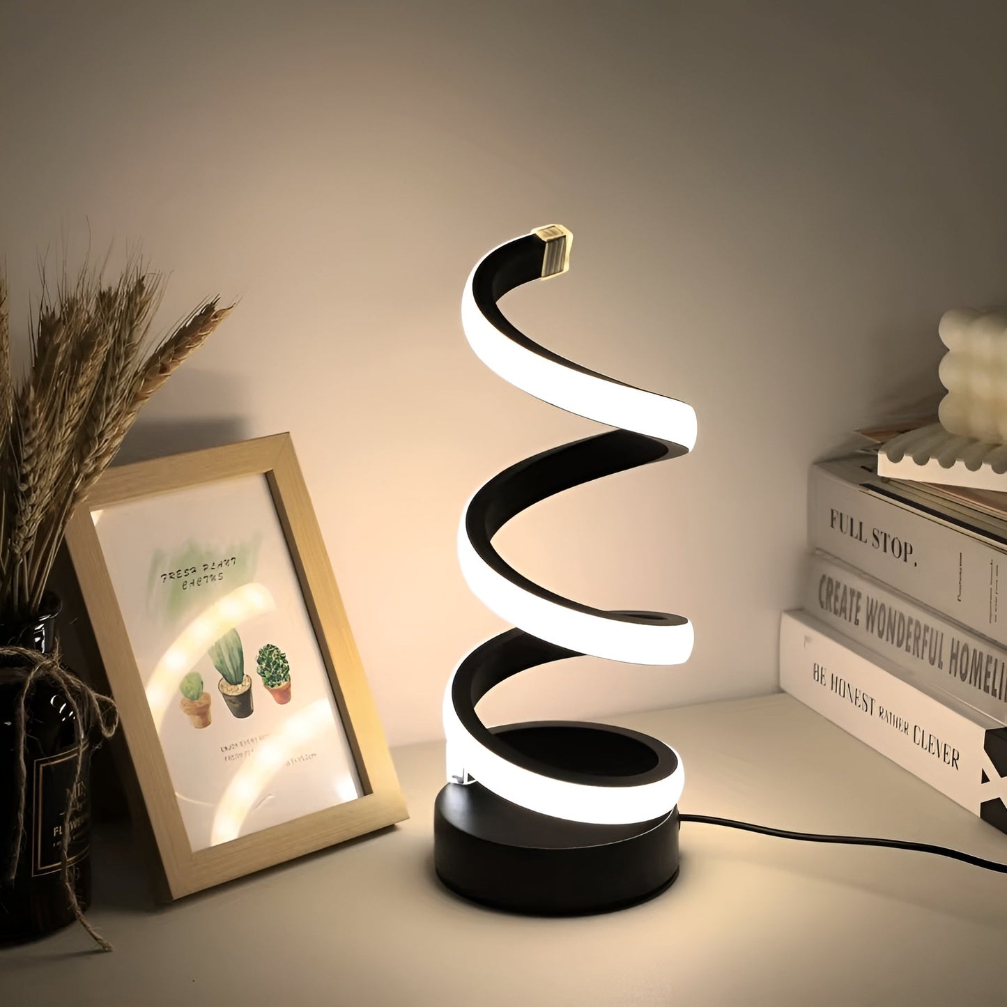 Lámpara de Mesa LED en Espiral Estilo Minimalista